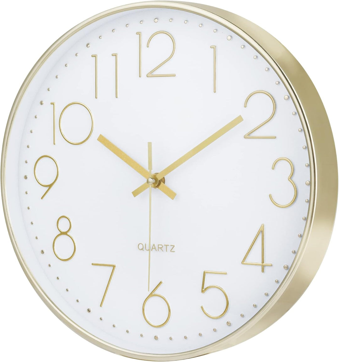 Lafocuse 3D Ziffern Lautlos Wanduhr Gold, 30cm Modern Ohne Tickgeräusche, Quartz Wanduhr Analog Leic