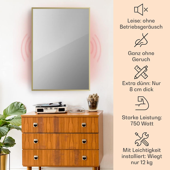 Klarstein Infrarotheizung, Infrarot Spiegelheizung Standgerät, Infrarotheizung mit Thermostat, Heizu