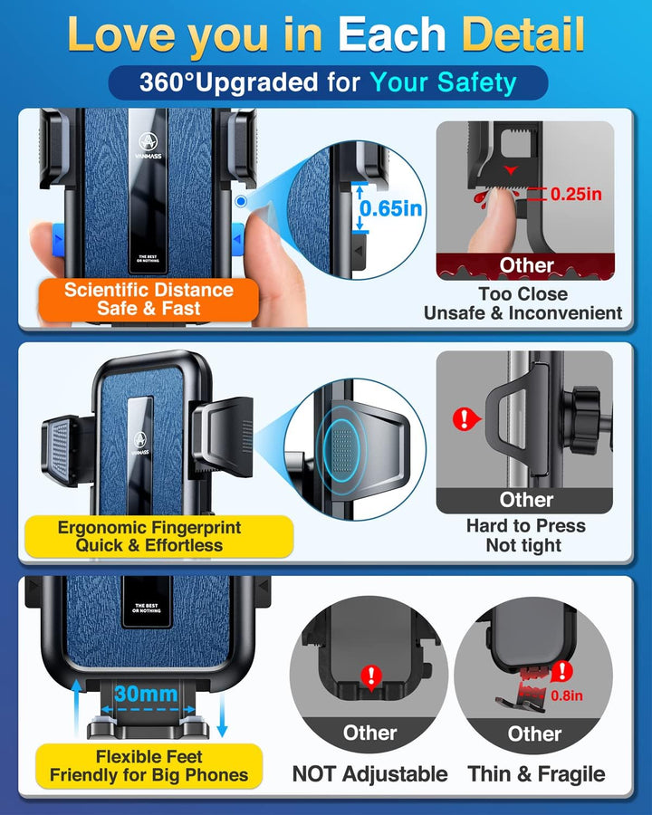 VANMASS 2024【True Militär-Klasse】 Handyhalterung Auto【Bombenfest Ver. CTVK61 Saugnapf & Clip】 Univer