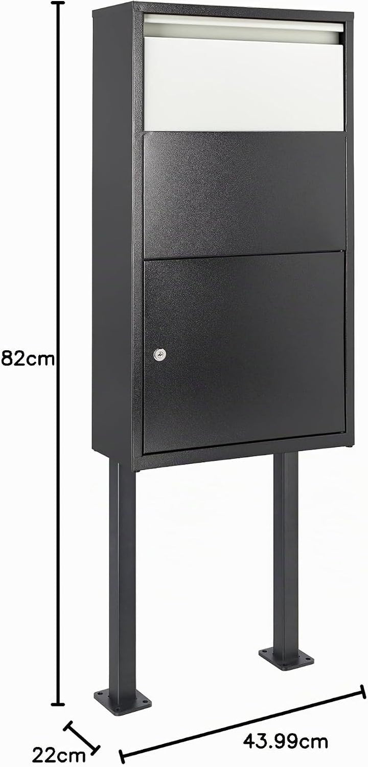 Haussmann Paketbriefkasten Box 390, XXL Breifkasten mit Ständer (Box + Ständer), Box + Ständer