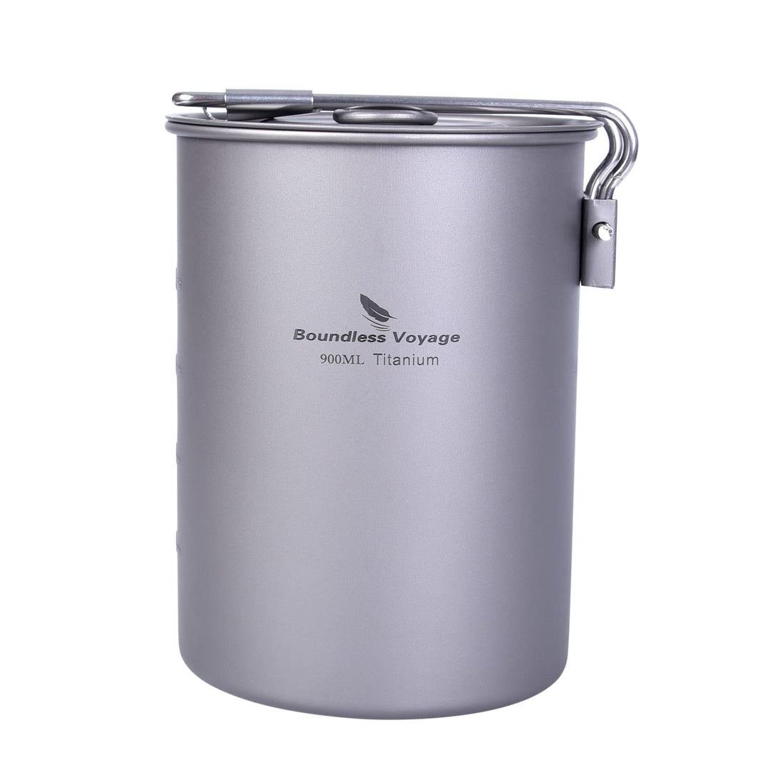 Boundless Voyage Ultraleichtflugzeuge Tragbare 900ml Outdoor Titan Topf mit Deckel Klappgriff Campin