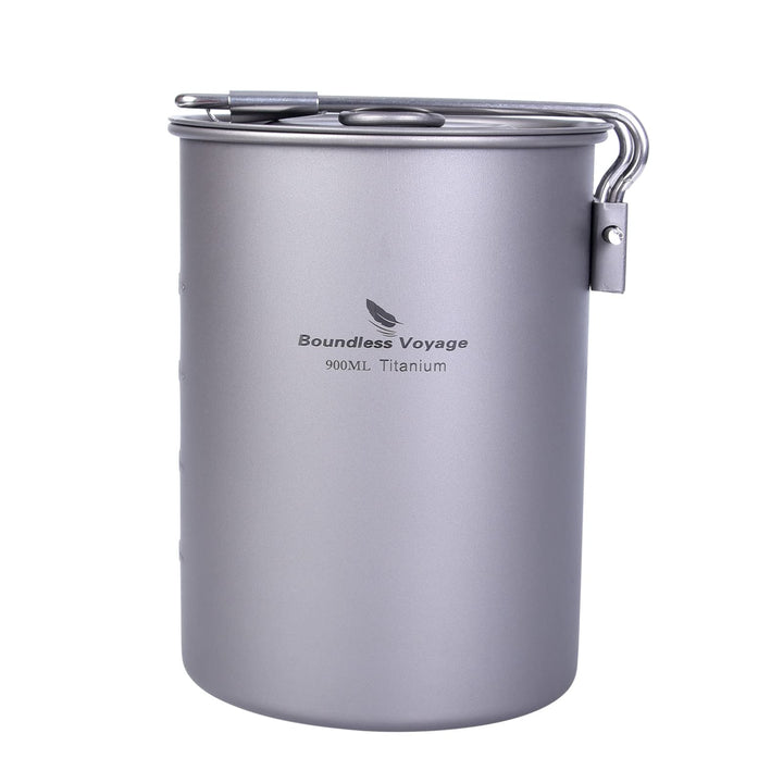 Boundless Voyage Ultraleichtflugzeuge Tragbare 900ml Outdoor Titan Topf mit Deckel Klappgriff Campin