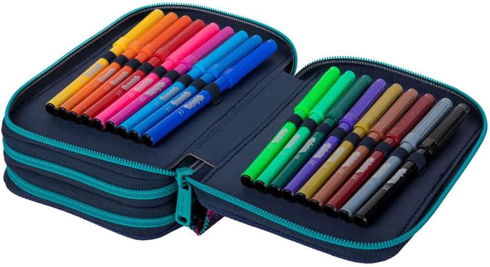 CoolPack XXL Federtasche, federmäppchen Junge, Federmappe gross 44-teilig mit Aufnäher gefüllte Schü