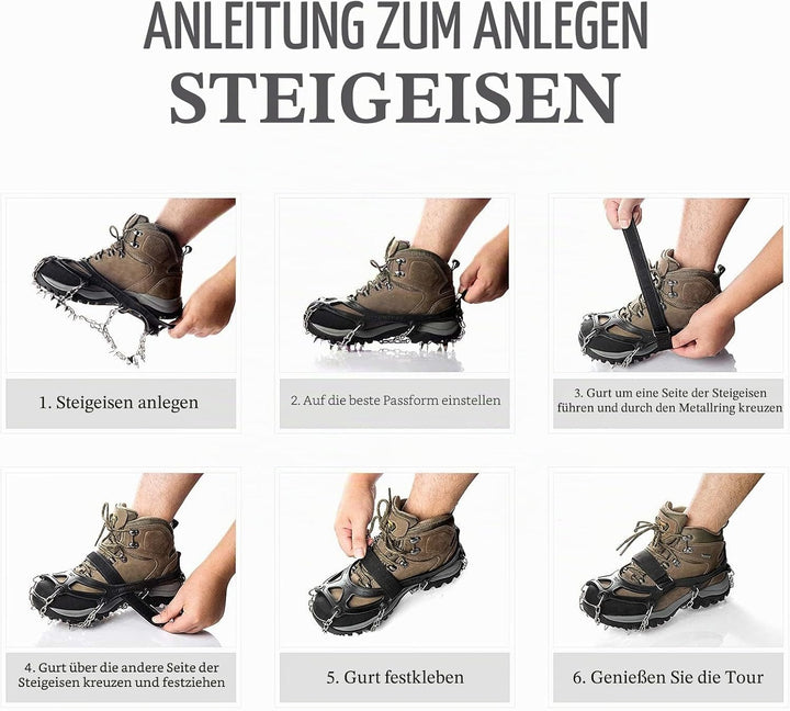 Grödel Steigeisen für Bergschuhe mit 19 Zähne Verdickte Schuhkrallen aus Edelstahl Anti-Rutsch Schuh