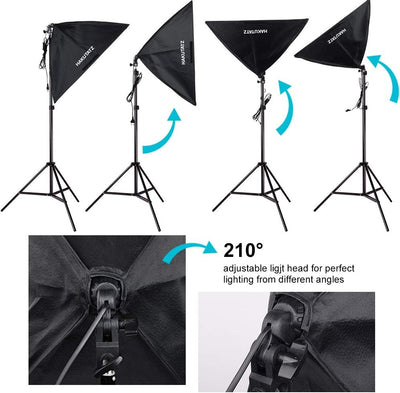 HAKUTATZ® Fotostudio Set Fotografie Studioleuchte Fotowand Softbox mit 12 Zoll LED Ringleuchte Ringl