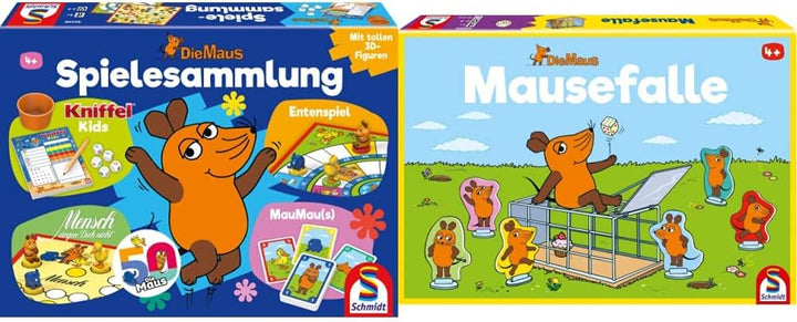 Schmidt Spiele 40598 Die Maus, Spielsammlung, Bunt & 40505 Maus, Mausefalle, Kinderspiel, bunt Bundl