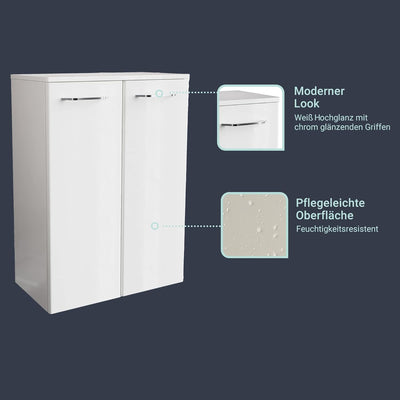 FACKELMANN Milano Doppelmidischrank mit Türen – Schrank fürs Badezimmer (60,2 cm x 82,6 cm x 32 cm)