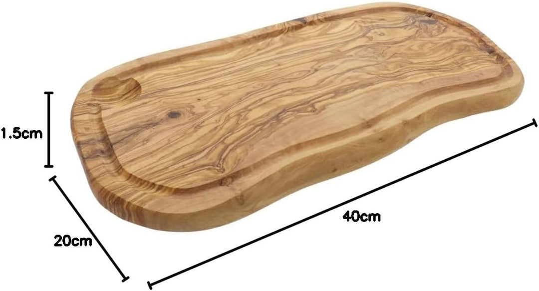 HOFMEISTER® Schneidebrett mit Saftrille, aus Olivenholz, 40 cm Schneidebrett Olivenholz mit Saftrill