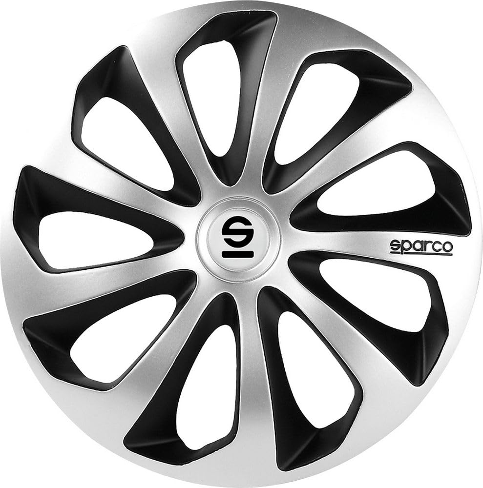 SPARCO SPC1573SVBK Sicilia Wheel Covers, Silver/Black, Set of 4, 15" SICILIA 15 zoll SCHWARZ/SILBER,