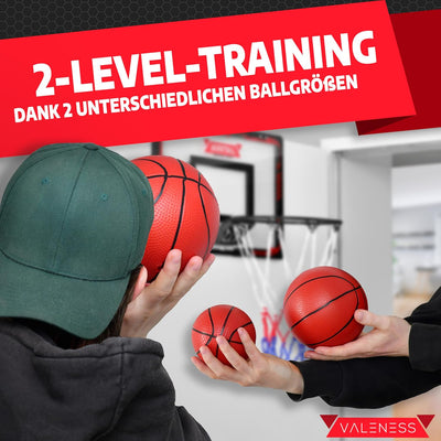 VALENESS® Mini Basketballkorb Indoor [für Tür & Wandmontage] - Kleiner Basketball Korb mit Dunk-Funk