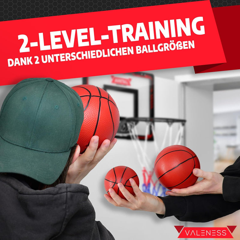VALENESS® Mini Basketballkorb Indoor [für Tür & Wandmontage] - Kleiner Basketball Korb mit Dunk-Funk