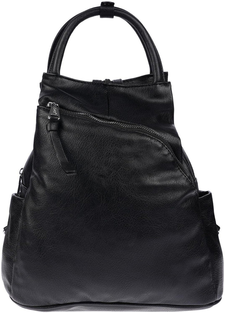 Christian Wippermann grosser Damen City Rucksack Tasche Body Bag Leder Optik Schultertasche Schwarz,