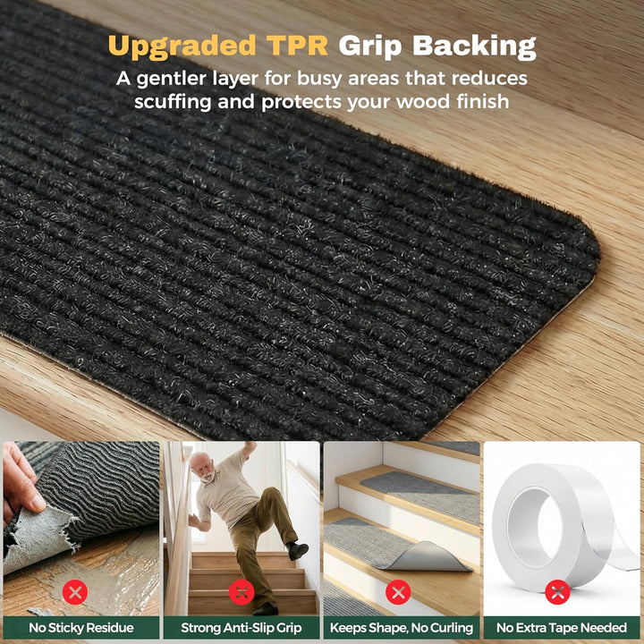 MBIGM 15er Set Stufenmatten 20 cm X 76 cm Treppenteppich Selbstklebend Sicherheit Stufenteppich für