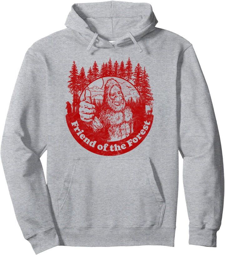 Friend of the Forest Funny Bigfoot Nature Thumbs Up Tree 80s Pullover Hoodie