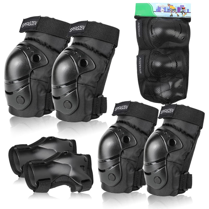 Kinder&amp;Erwachsene Knieschoner Set,Schützerset 6 in 1 mit Knie-Ellbogen-Handgelenkschoner, Schutzausr
