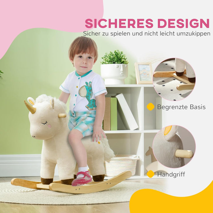 AIYAPLAY Schaukeltier, Baby Schaukelstuhl mit Unicorn Design, Sound, Schuakelsitz, Schaukelpferd, Sc