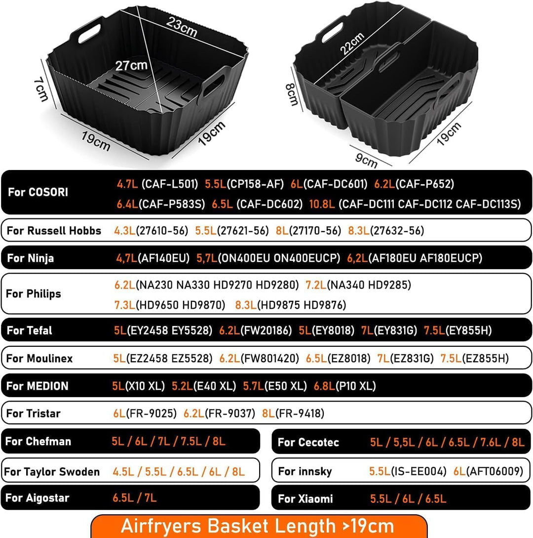 3 Stück Airfryer Silikonform für Heissluftfritteuse, Air Fryer Zubehör Wiederverwendba Silikon Einsa