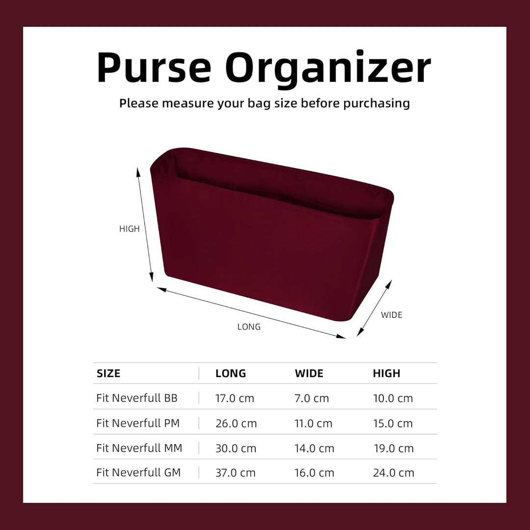 DGAZ Handtaschen Organizer Einsatz für LV Neverfull PM/MM/GM Taschen, Seide Tasche in Tasche Organiz