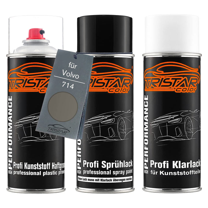 TRISTARcolor Autolack Spraydosen Set für Kunststoff Stossstange für Volvo 714 Osmium Grey Metallic H