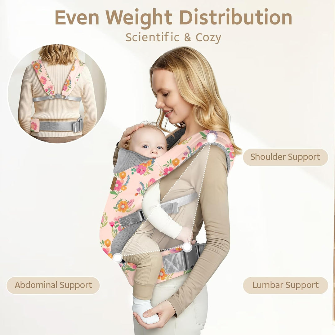 Babytrage Neugeborene ab Geburt,Ergonomische Gemütlich und Leichtgewichtig Baby Tragetuch mit Nacken