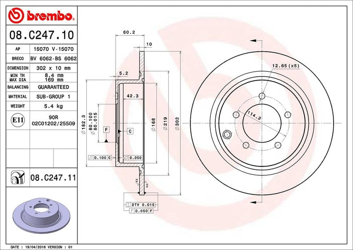 Brembo 08.C247.11 Bremsscheiben-Rotoren