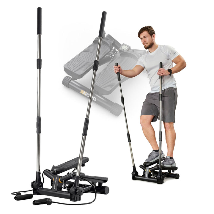 Hop-Sport Swing Stepper HS-050S Norg, Up-Down-Side-Stepper für Zuhause mit Haltegriffen, Expander &