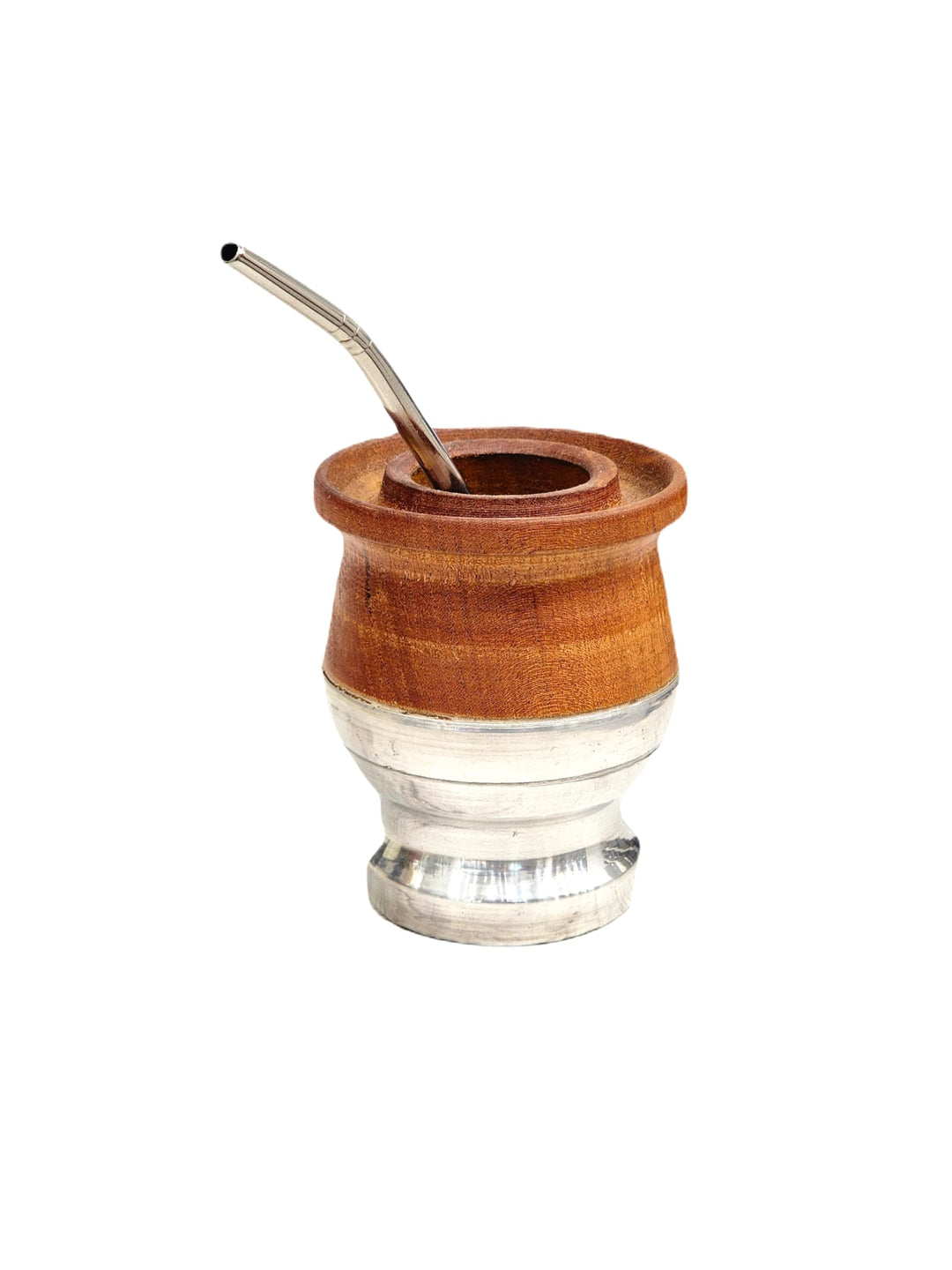 Mate für Yerba Mate Argentino, Mattes Johannisbrotholz und Edelstahl, matter Kürbis mit Glühbirne, m