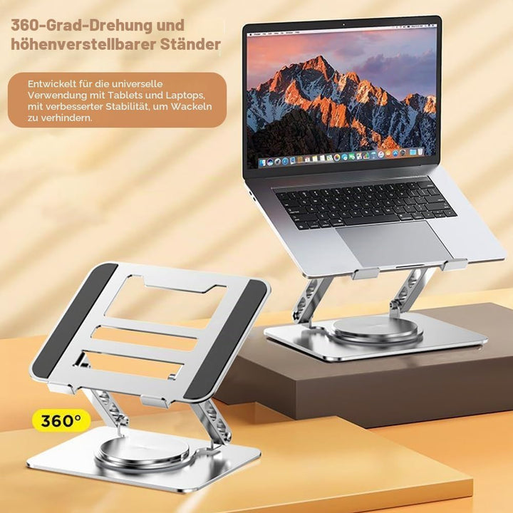 Laptop Ständer Höhenverstellbarer und Faltbar mit 360° Drehbarer Basis, Notebook Ständer Kompatibel