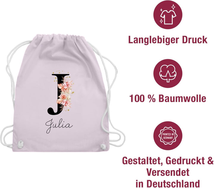 Turnbeutel Rucksack - Initialen - Buchstabe mit Name personalisiert I Anfangsbuchstabe I Initiale -