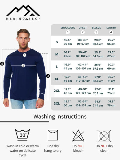 100% Merino Unterwäsche Herren - Merino Langarmshirt Herren Atmungsaktiv Und Feuchtigkeitsableitend
