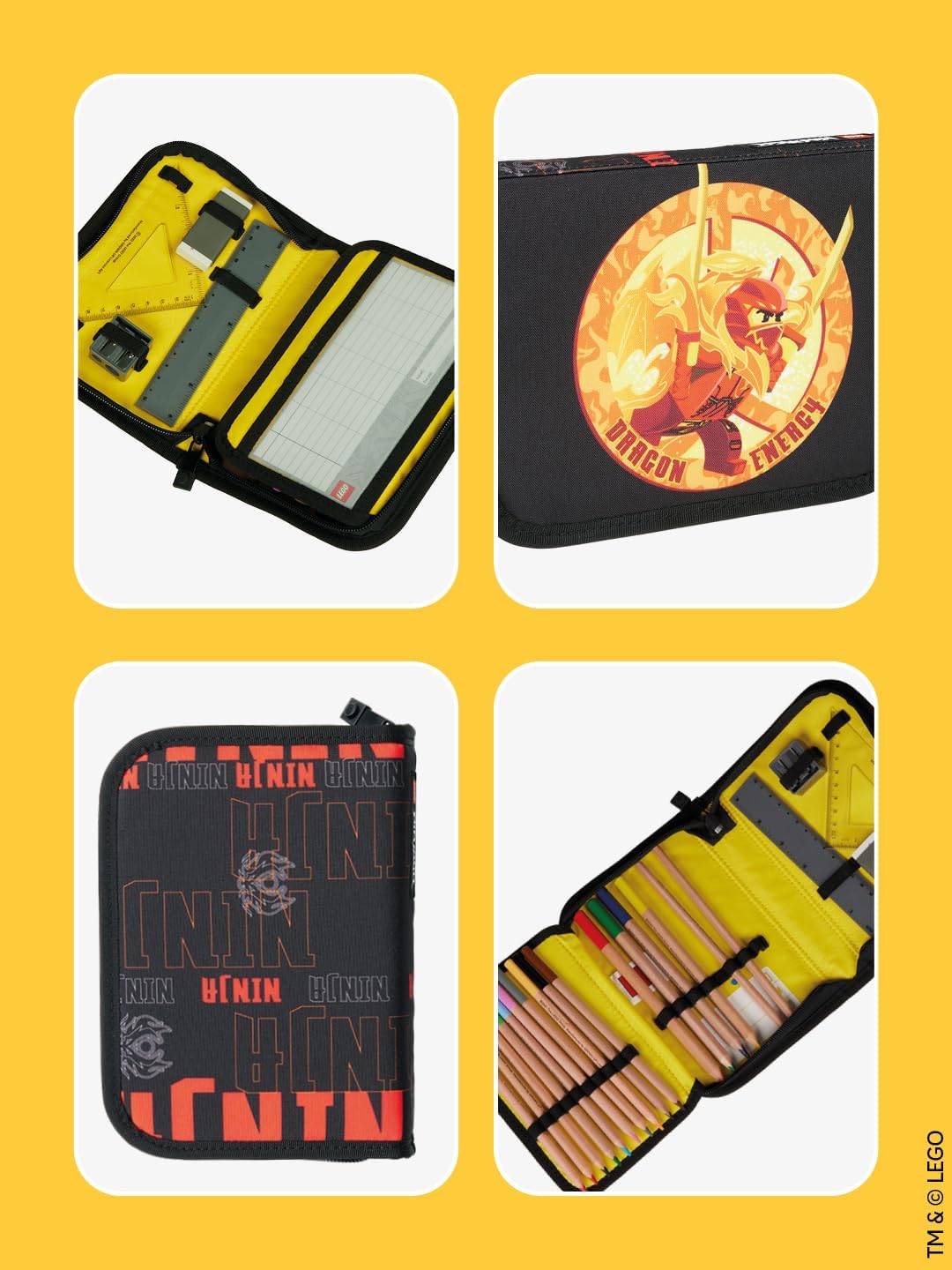 SKANDO BAGS Etui mit Inhalt Lego NINJAGO, Dragon Energy: Enthält Bleistifte, Farbstifte, Radiergummi