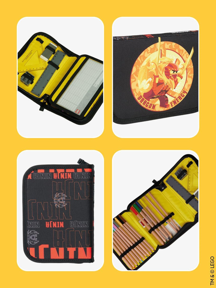 SKANDO BAGS Etui mit Inhalt Lego NINJAGO, Dragon Energy: Enthält Bleistifte, Farbstifte, Radiergummi