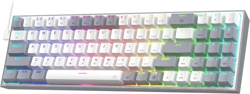 Redragon K628 Pollux 75% Kabelgebundene RGB-Gaming-Tastatur, 78 Tasten, Hot-swap-fähige Kompakte Mec