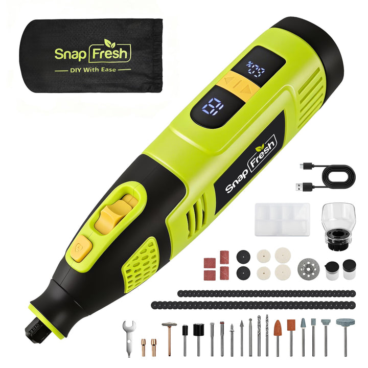 SnapFresh Akku-Rotationswerkzeug 12V Set mit 111 Zubehörteilen, variable Drehzahl 5.000–32.000 U/min