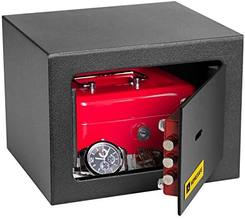 Homesafe HV15K Tresor Safe mit Schlüssel-Schloss, 15x20x17cm (HxWxD ), Carbon Satin Schwarz, 15x20x1