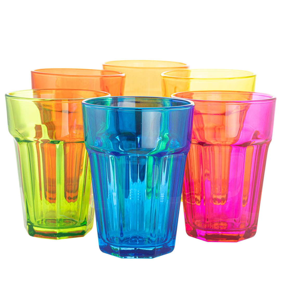 TREND FOR HOME Rainbow Gläser set 6 Teilig Bunte Wassergläser 425 ml Trinkgläser Bunt Longdrinkgläse