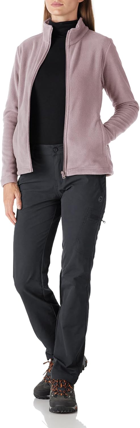 Outdoor Ventures Damen Fleecejacke mit Durchgehendem Reissverschluss Stehkragen Frauen Leichte Fleec