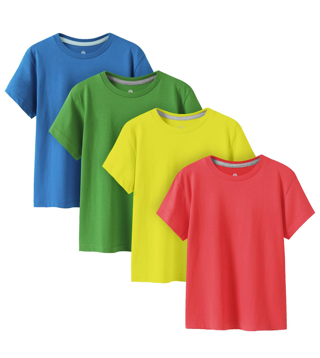 LAPASA Kinder T Shirt 100% Baumwolle 4er Pack Unisex 3-13 Jahre/ 95-165 Jungen Jungs Sport Tshirt K0