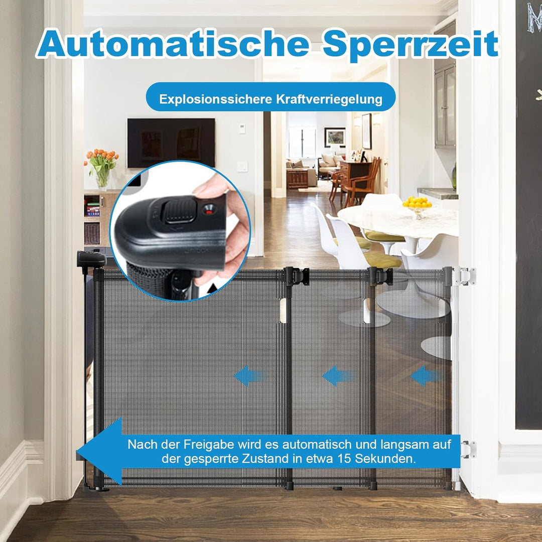 Treppenschutzgitter Ausziehbare für Babys,0-140cm,83cm Hoch Baby Absperrgitter Treppenschutzrollo,Ei