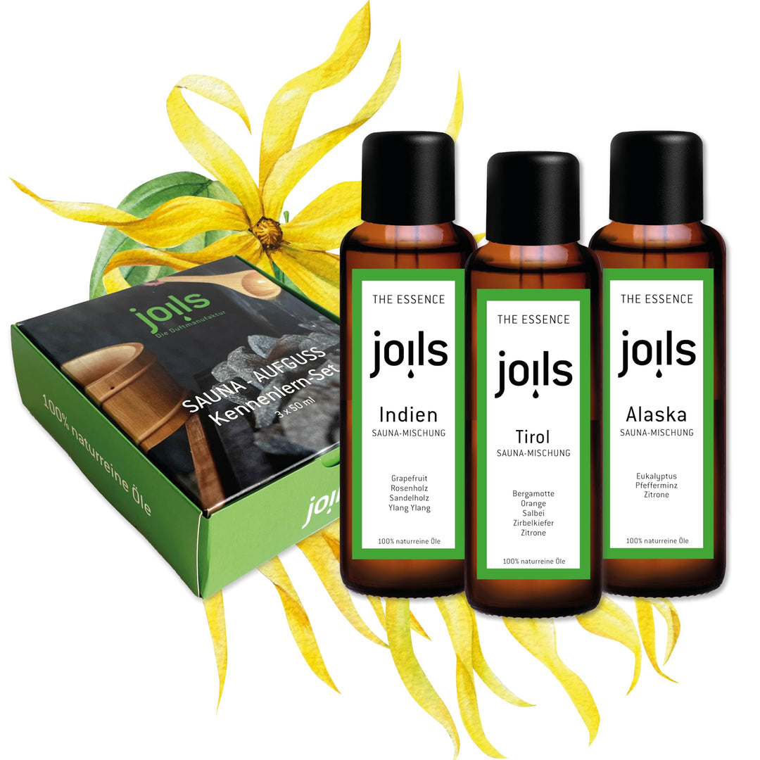 JOILS® Saunaaufguss Set II, naturrein, 3x100ml, 100% naturreines Öl für Ihre Sauna, Bio-Saunaöl im G