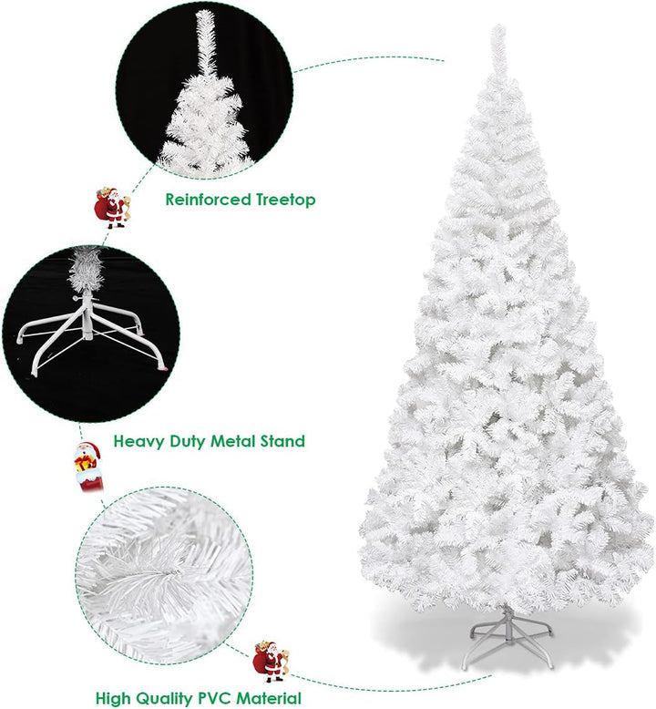 RELAX4LIFE Weisser künstlicher Weihnachtsbaum 150/180/210/240cm, Tannenbaum Christbaum, inkl. Metall