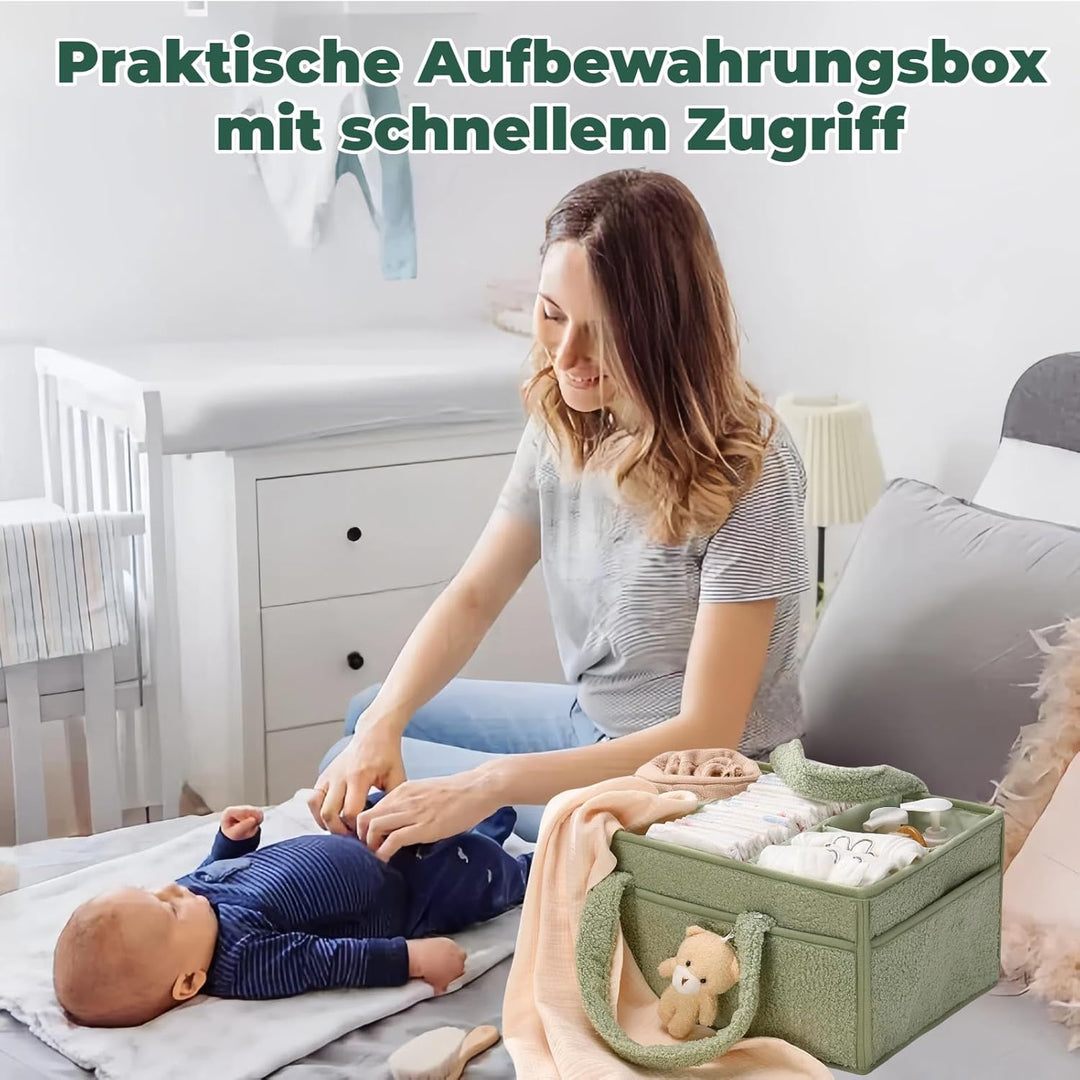 Wickeltasche Organizer, Wickeltisch Organizer, Tragbarer Wickelkorb mit Herausnehmbaren Fächern, Plü