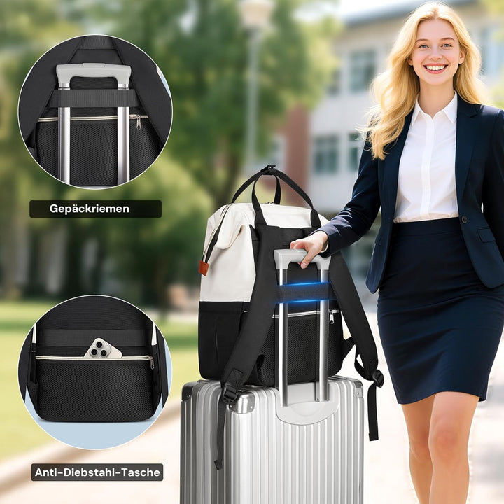 MATEIN Laptop Rucksack Damen 15,6 Zoll mit Isolierted Kühltasche, Rucksack mit Kühlfach Wasserdicht,