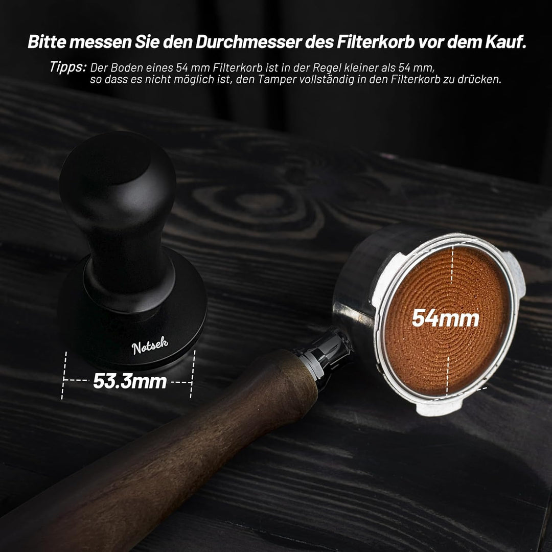 NOTSEK Tamper 54mm, 30lbs Druckregulierend Kaffee Tamper, Feder Tamper 304 Edelstahl Basis, Espresso
