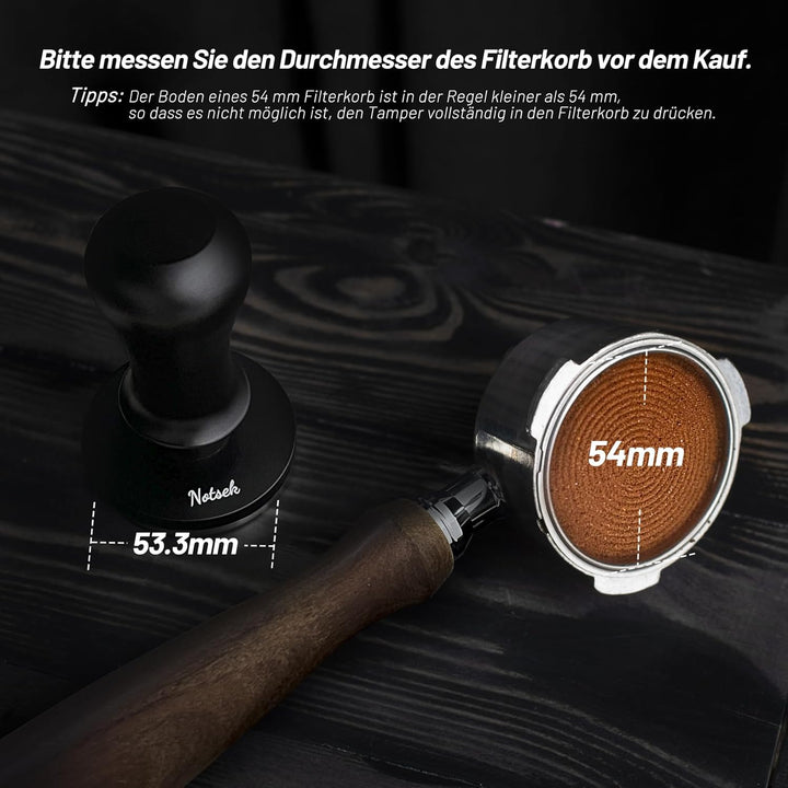 NOTSEK Tamper 54mm, 30lbs Druckregulierend Kaffee Tamper, Feder Tamper 304 Edelstahl Basis, Espresso