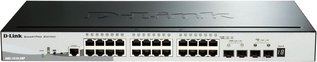 D-Link DGS-1510-28P/E, 28-Port Layer 2/3 Smart Managed Gigabit Stack Switch (24x 10/100/1000 Mbit/s