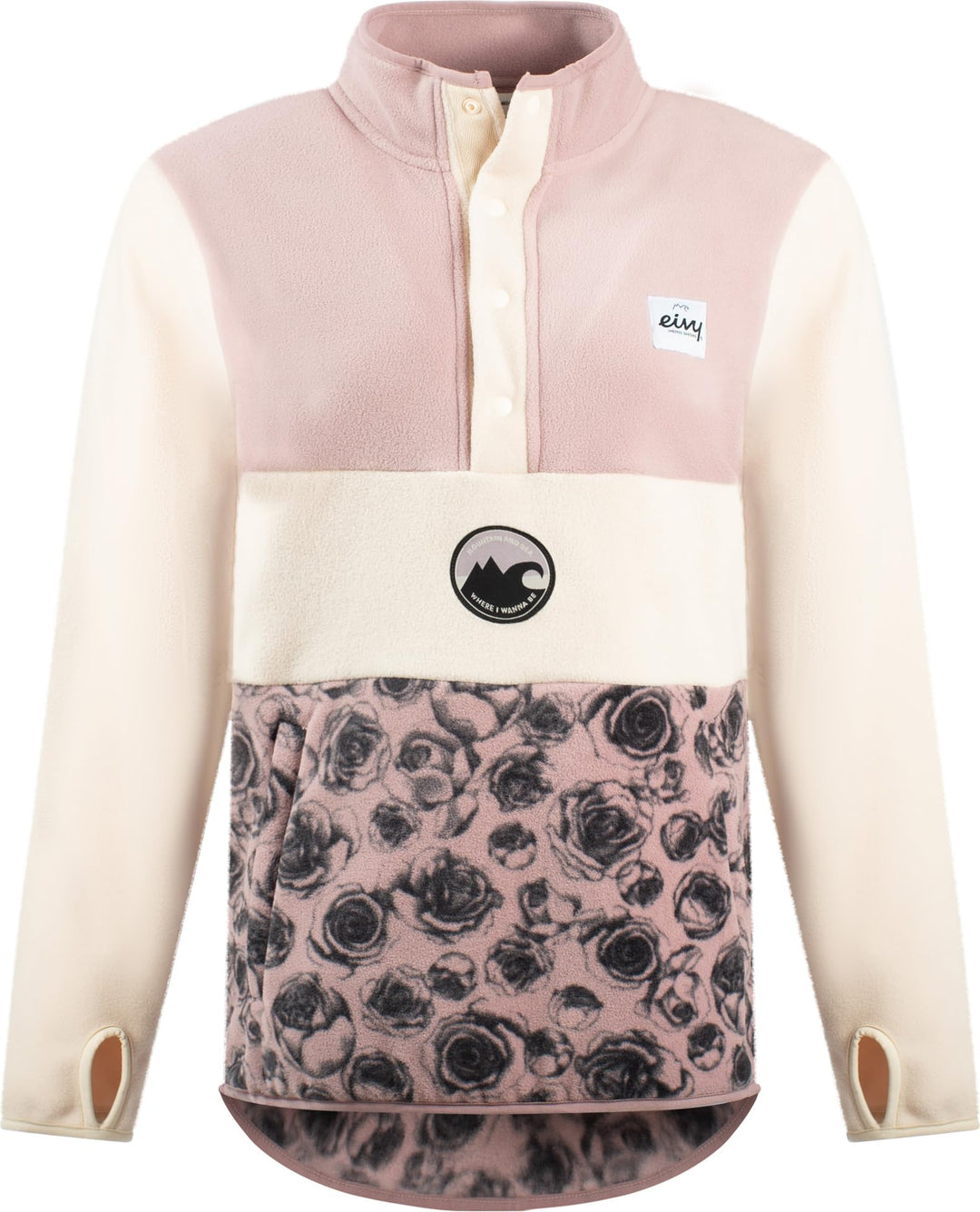 Eivy Mountain Fleece Pullover mit Knopfleiste XXS Charcoal Woodrose, XXS Charcoal Woodrose
