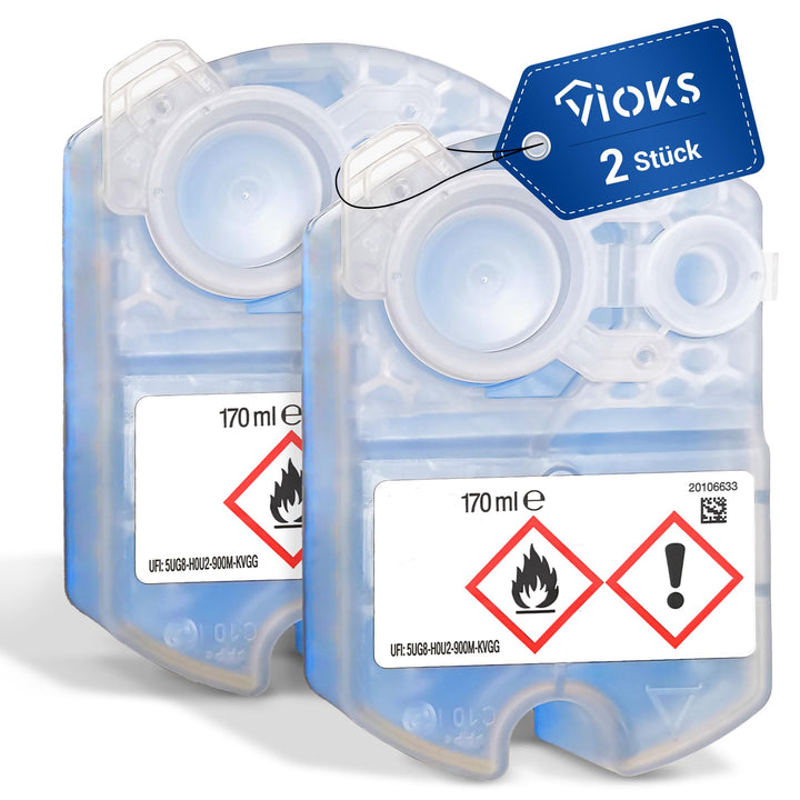 VIOKS 2x Reinigungskartusche Ersatz für Braun CCR2, 340 ml Desinfizierend für Rasierer Clean&amp;Charge