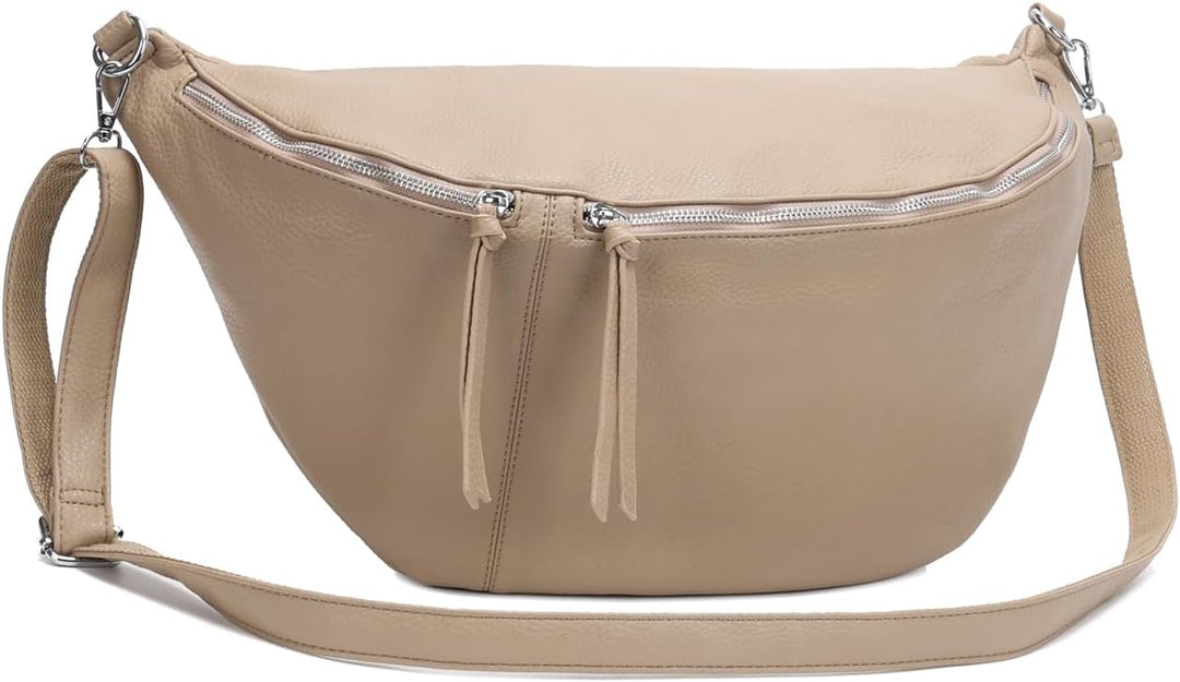 XXL Tasche Bauchtasche Hüfttasche Crossbody Schultertasche Umhängetasche Kunstleder Gürteltasche Cro