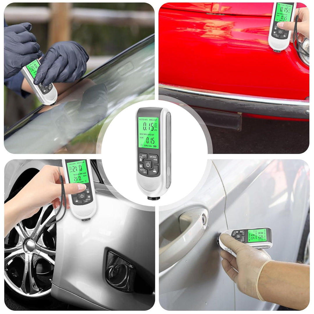 Lackmessgerät Auto, Lackdickenmessgerät für Auto, Digitales Schichtdickenmessgerät mit Hintergrundbe
